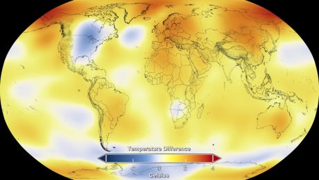 NASA map of average temperatures in 2014