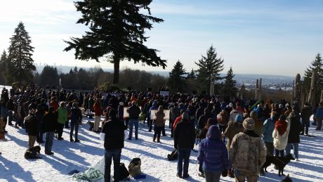Victory  celebrations on Burnaby mountain
