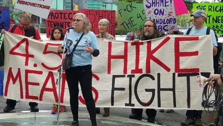Rally against the rent hikes organized by the Vancouver Tenants Union