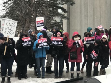 Ottawa teachers and students protest at a recent Tory fund raiser