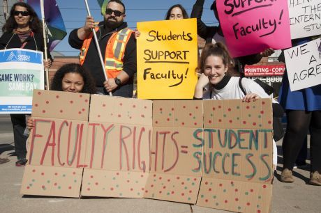 students join picket line in support of faculty