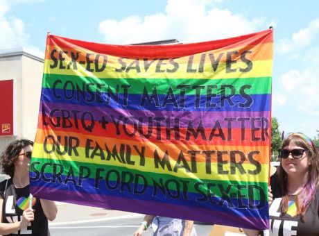 Banner at Sudbury Pride 2018