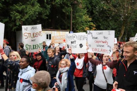 Students at UBC rally