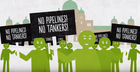 Graphic of protest against pipelines and tankers