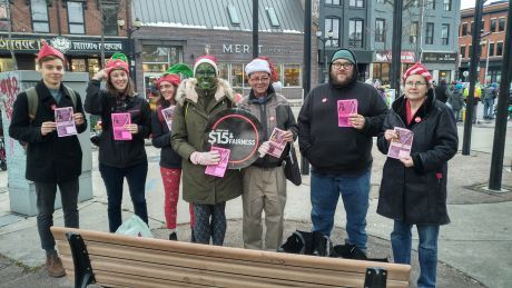 Fight for $15 and Fairness at the Hamilton Santa Claus parade