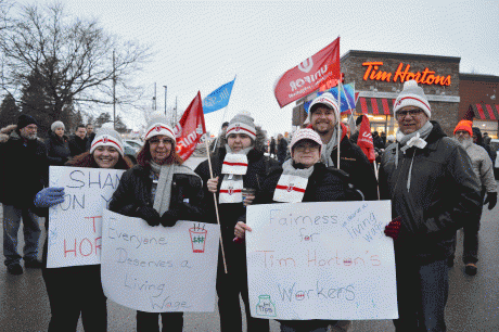 Solidarity rally at Tim Hortons in Cobourg
