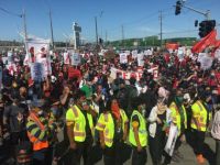 Members of the Longshore workers union shutdown the west coast ports to protest anti-black racism
